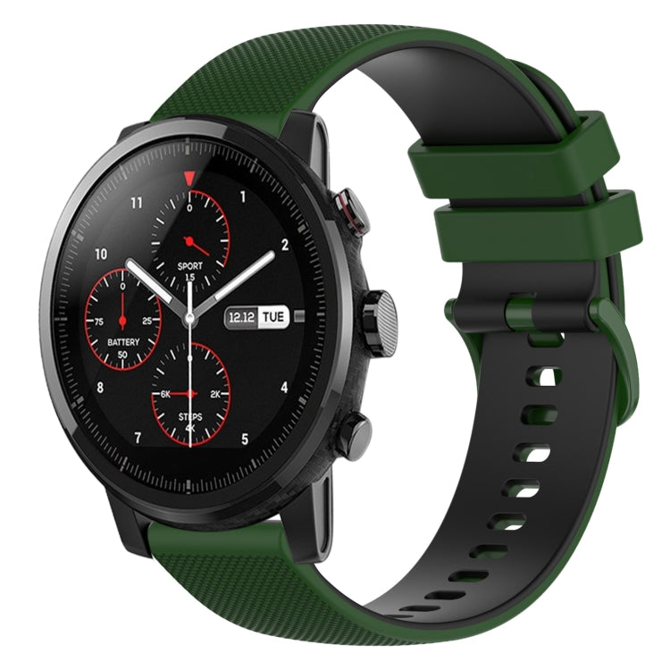 For Amazfit 2 Stratos 22mm Checkered Two-Color Silicone Watch Band
