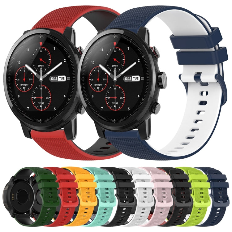 For Amazfit 2 Stratos 22mm Checkered Two-Color Silicone Watch Band