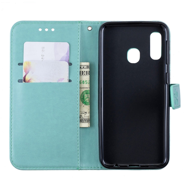 Plum Blossom Pattern Diamond Encrusted Leather Case for Samsung Galaxy A20e , with Holder & Card Slots