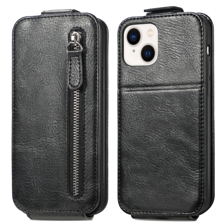 For iPhone 14 Plus  Zipper Wallet Vertical Flip Leather Phone Case