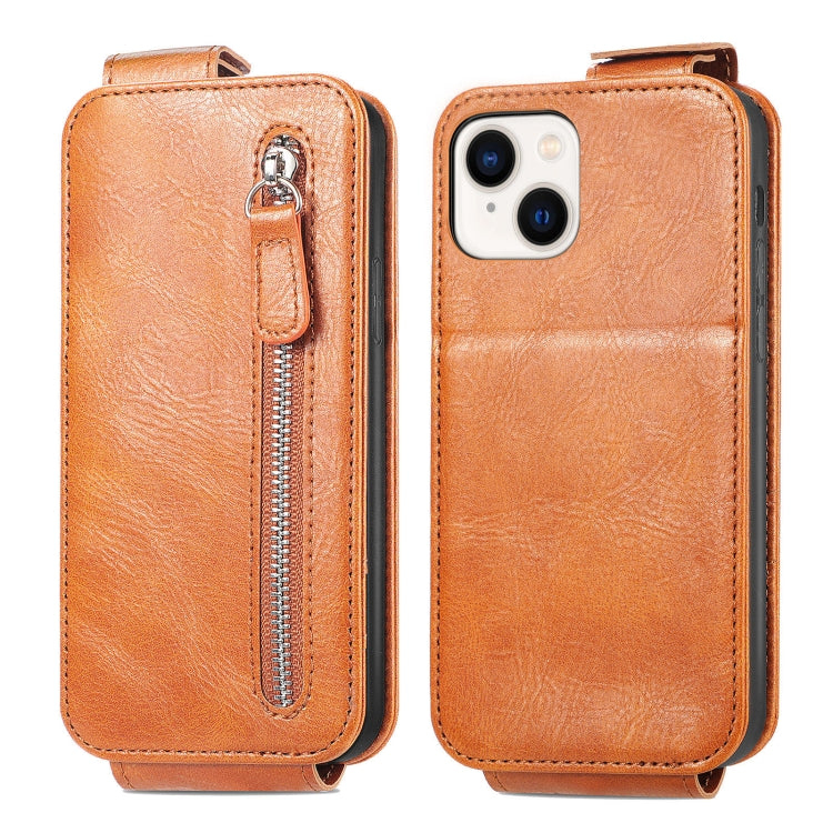 For iPhone 14 Plus  Zipper Wallet Vertical Flip Leather Phone Case