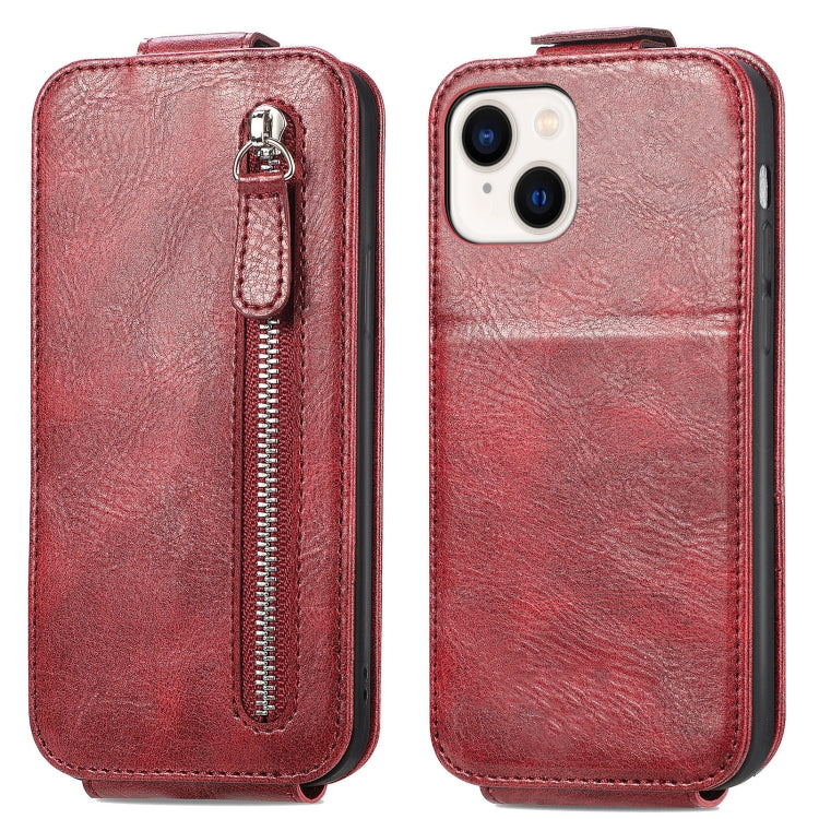 For iPhone 14 Plus  Zipper Wallet Vertical Flip Leather Phone Case
