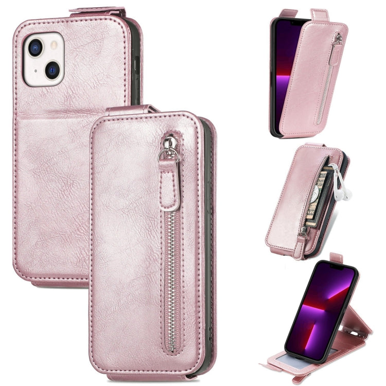 For iPhone 14 Plus  Zipper Wallet Vertical Flip Leather Phone Case