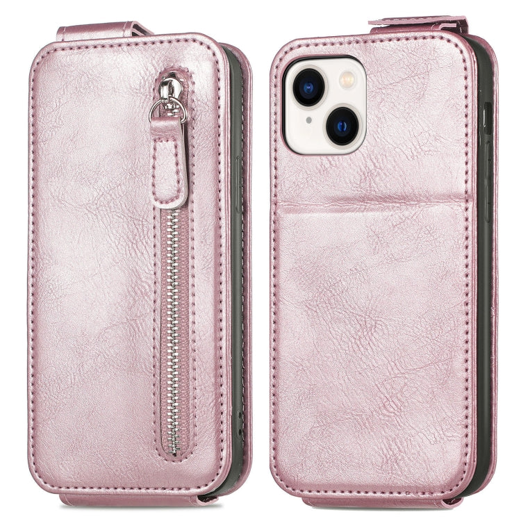 For iPhone 14 Plus  Zipper Wallet Vertical Flip Leather Phone Case
