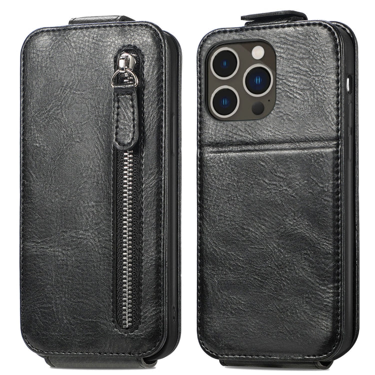 For iPhone 14 Pro Zipper Wallet Vertical Flip Leather Phone Case