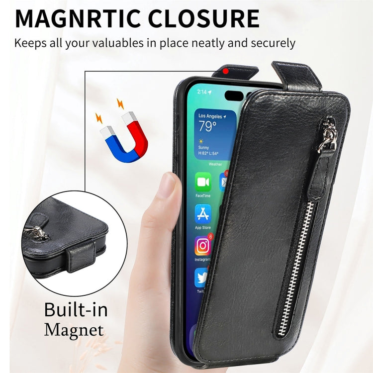 For iPhone 14 Pro Zipper Wallet Vertical Flip Leather Phone Case