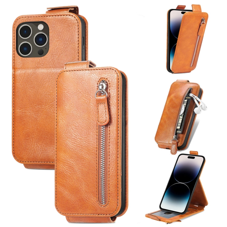 For iPhone 14 Pro Zipper Wallet Vertical Flip Leather Phone Case