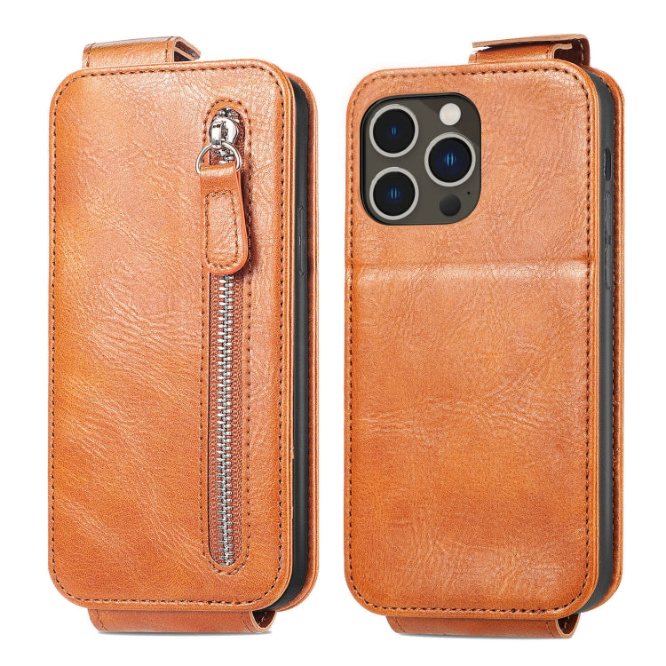 For iPhone 14 Pro Zipper Wallet Vertical Flip Leather Phone Case