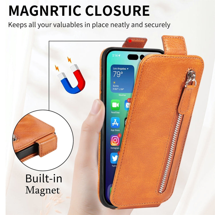 For iPhone 14 Pro Zipper Wallet Vertical Flip Leather Phone Case