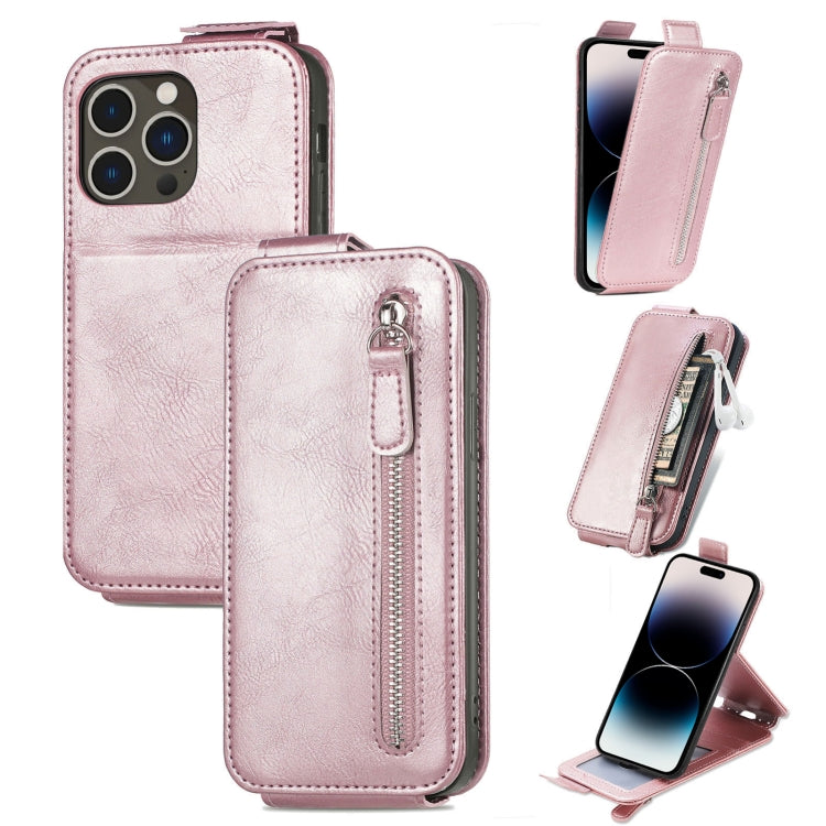 For iPhone 14 Pro Zipper Wallet Vertical Flip Leather Phone Case