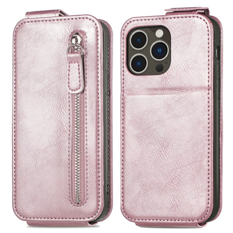 For iPhone 14 Pro Zipper Wallet Vertical Flip Leather Phone Case
