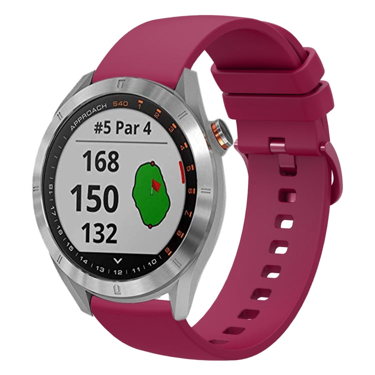 For Garmin Approach S40 20mm Solid Color Soft Silicone Watch Band