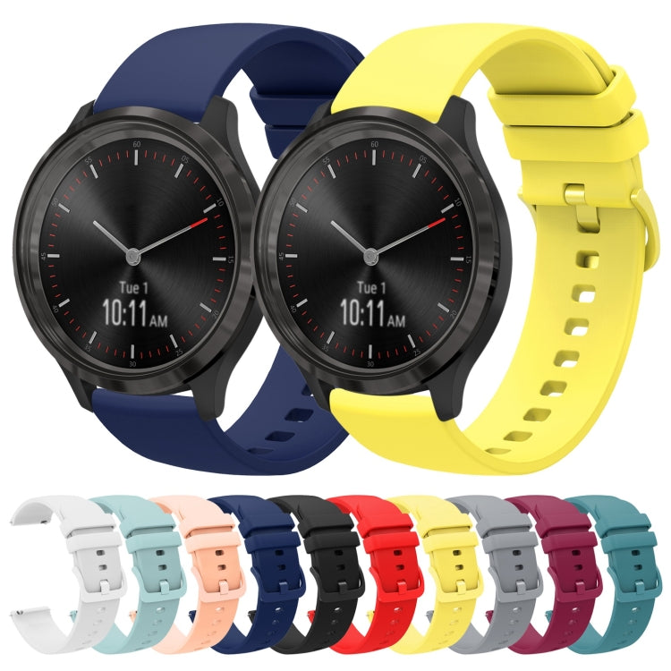 For Garmin Vivomove 3 20mm Solid Color Soft Silicone Watch Band