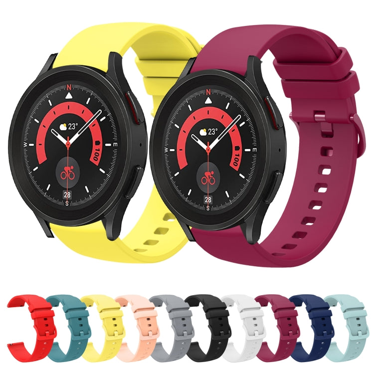 For Samsung Galaxy Watch5 44mm 20mm Solid Color Soft Silicone Watch Band