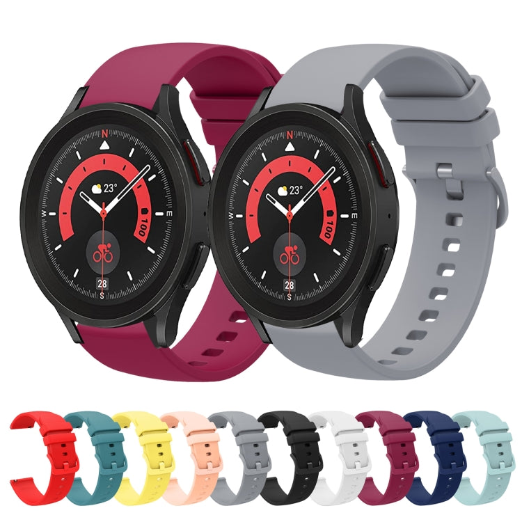 For Samsung Galaxy Watch5 Pro 45mm 20mm Solid Color Soft Silicone Watch Band