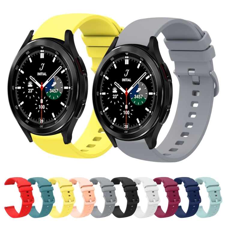 For Samsung  Galaxy Watch 4 Classic 46mm 20mm Solid Color Soft Silicone Watch Band