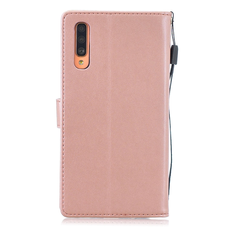 Plum Blossom Pattern Diamond Encrusted Leather Case for  Galaxy A70  , with Holder & Card Slots