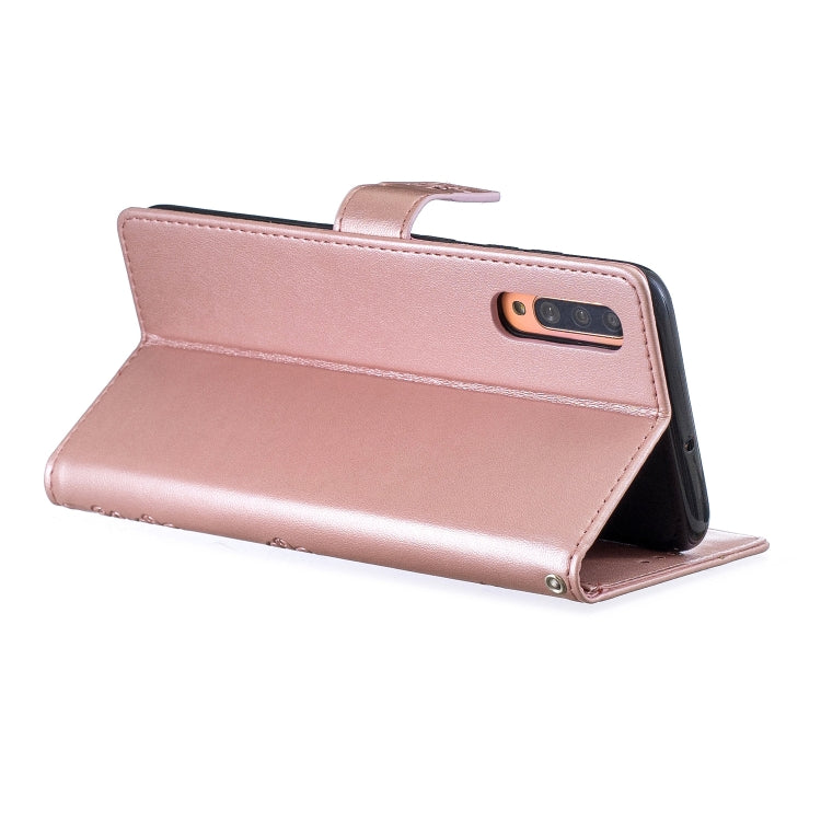 Plum Blossom Pattern Diamond Encrusted Leather Case for  Galaxy A70  , with Holder & Card Slots