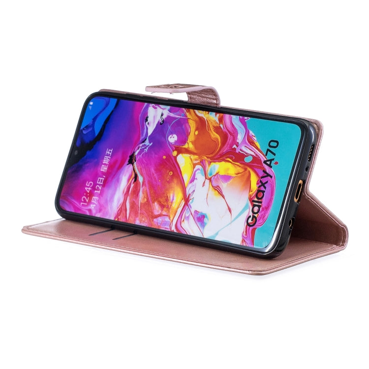 Plum Blossom Pattern Diamond Encrusted Leather Case for  Galaxy A70  , with Holder & Card Slots