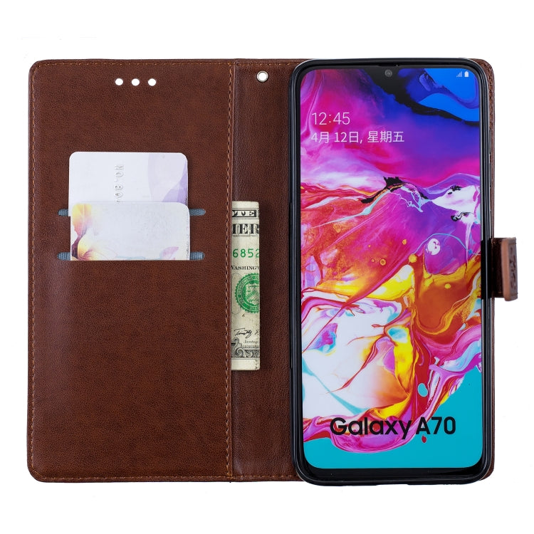 Plum Blossom Pattern Diamond Encrusted Leather Case for  Galaxy A70  , with Holder & Card Slots
