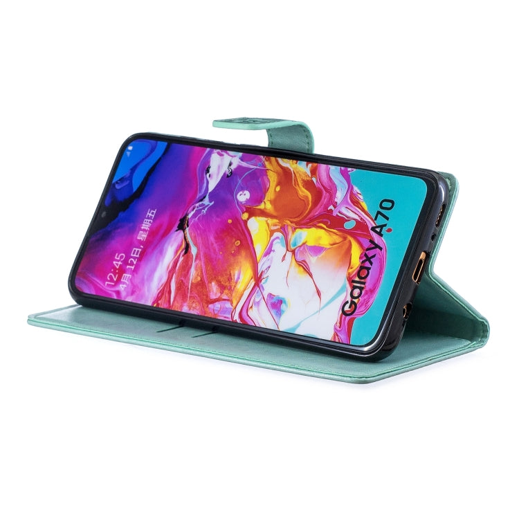 Plum Blossom Pattern Diamond Encrusted Leather Case for  Galaxy A70  , with Holder & Card Slots