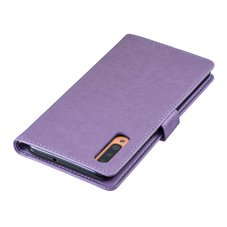 Plum Blossom Pattern Diamond Encrusted Leather Case for  Galaxy A70  , with Holder & Card Slots