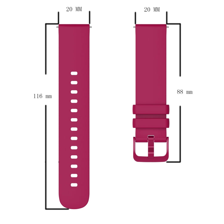 For Honor Watch ES 20mm Solid Color Soft Silicone Watch Band