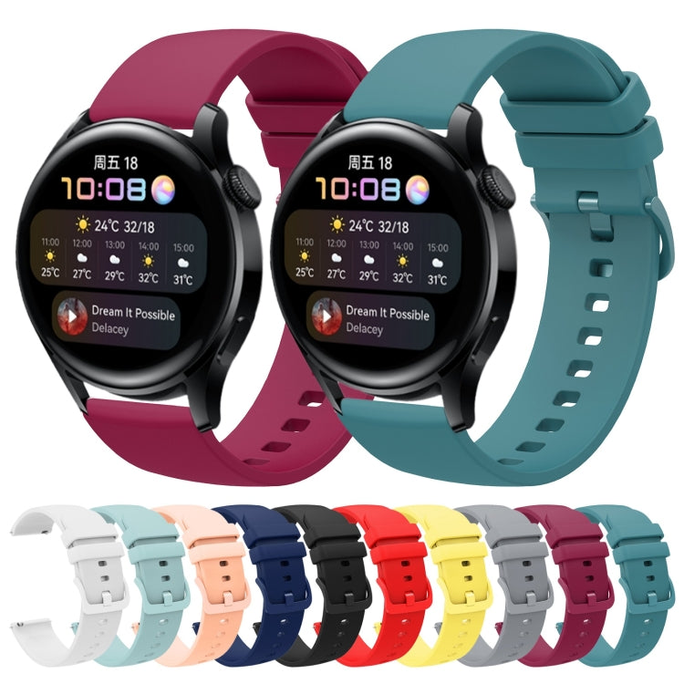 For Huawei Watch 3 22mm Solid Color Soft Silicone Watch Band