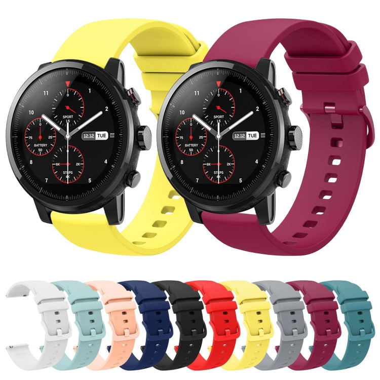 For Amazfit Stratos 22mm Solid Color Soft Silicone Watch Band