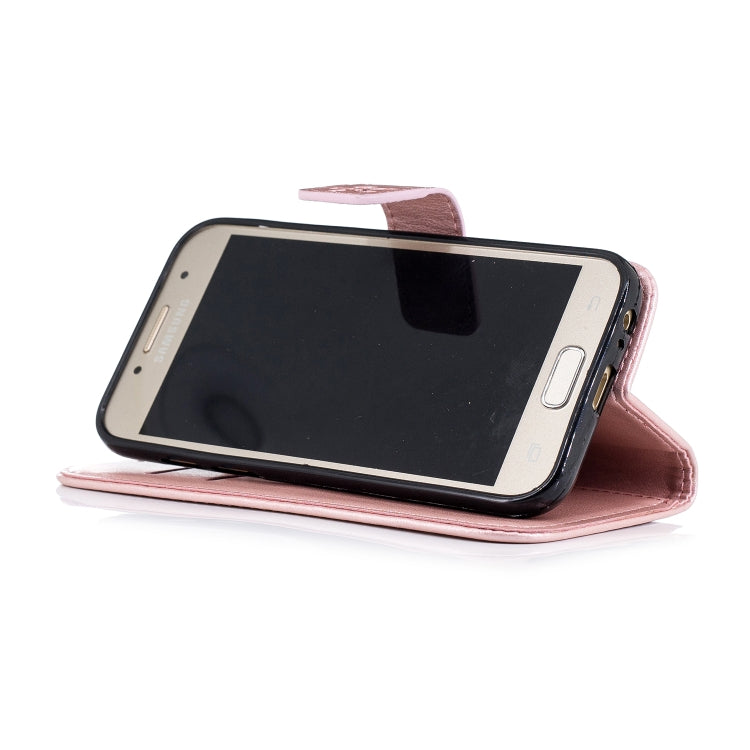 Plum Blossom Pattern Diamond Encrusted Leather Case for Galaxy A3 (2017) / A320 with Holder & Card Slots
