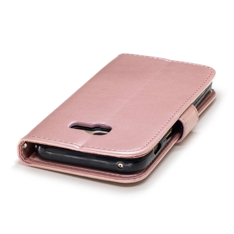 Plum Blossom Pattern Diamond Encrusted Leather Case for Galaxy A3 (2017) / A320 with Holder & Card Slots