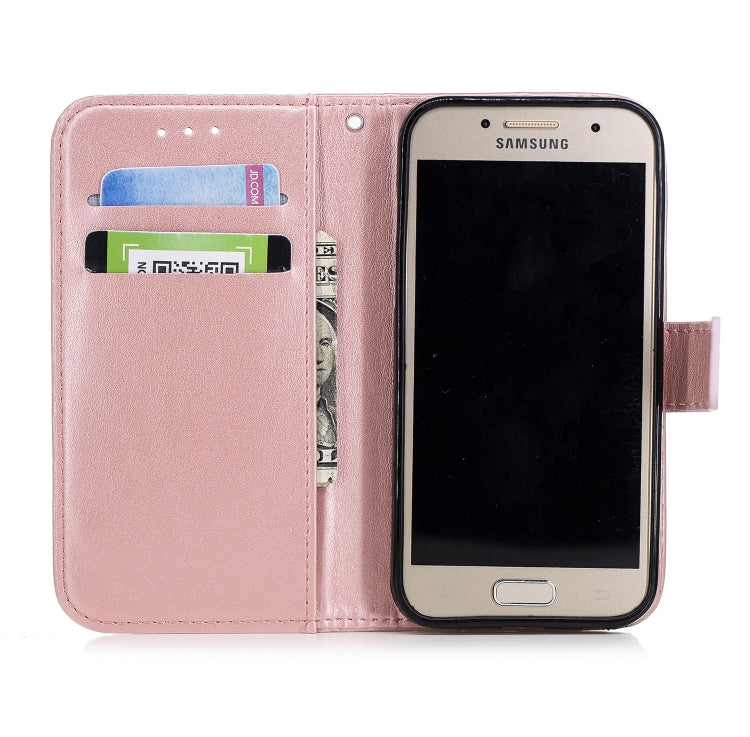 Plum Blossom Pattern Diamond Encrusted Leather Case for Galaxy A3 (2017) / A320 with Holder & Card Slots