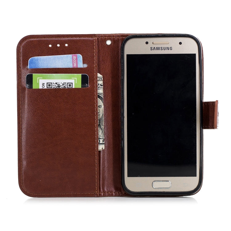 Plum Blossom Pattern Diamond Encrusted Leather Case for Galaxy A3 (2017) / A320 with Holder & Card Slots