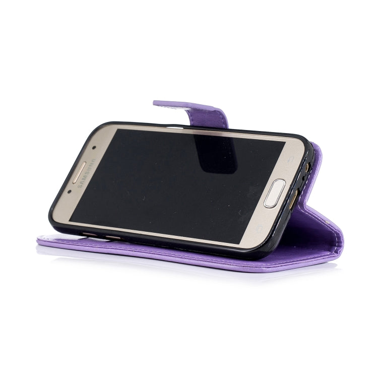 Plum Blossom Pattern Diamond Encrusted Leather Case for Galaxy A3 (2017) / A320 with Holder & Card Slots