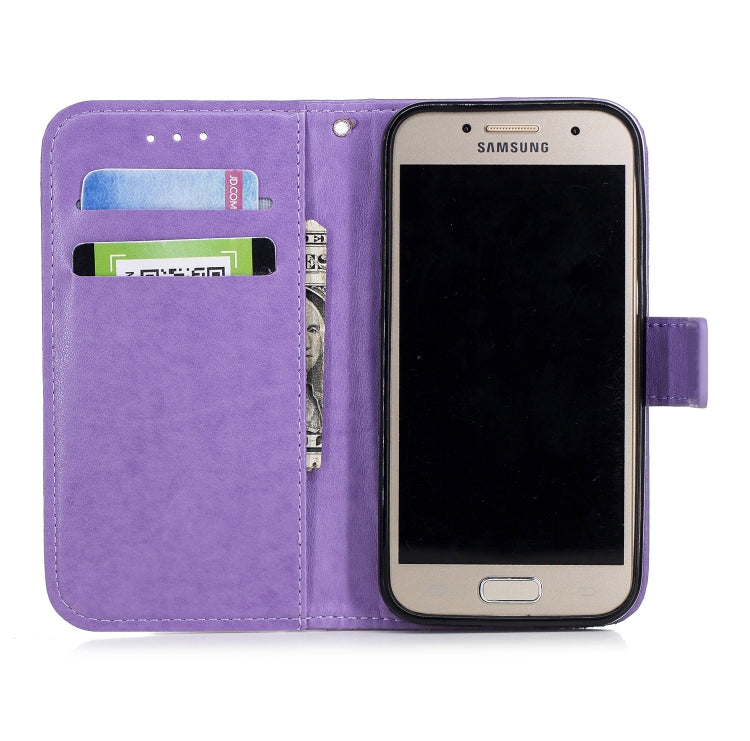 Plum Blossom Pattern Diamond Encrusted Leather Case for Galaxy A3 (2017) / A320 with Holder & Card Slots