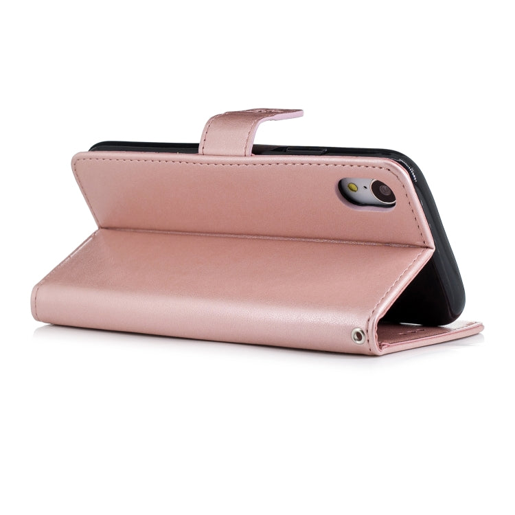 For iPhone XR Plum Blossom Pattern Diamond Encrusted Leather Case  with Holder & Card Slots