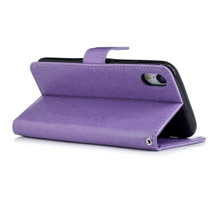 For iPhone XR Plum Blossom Pattern Diamond Encrusted Leather Case  with Holder & Card Slots