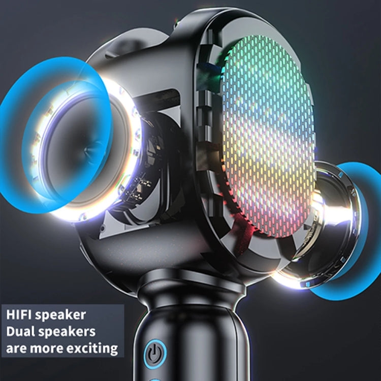 JY57 TWS Wireless Karaoke Microphone Bluetooth Handheld Portable Speaker Home KTV Player with LED Lights