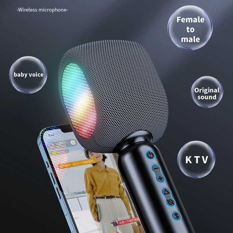 JY57 TWS Wireless Karaoke Microphone Bluetooth Handheld Portable Speaker Home KTV Player with LED Lights