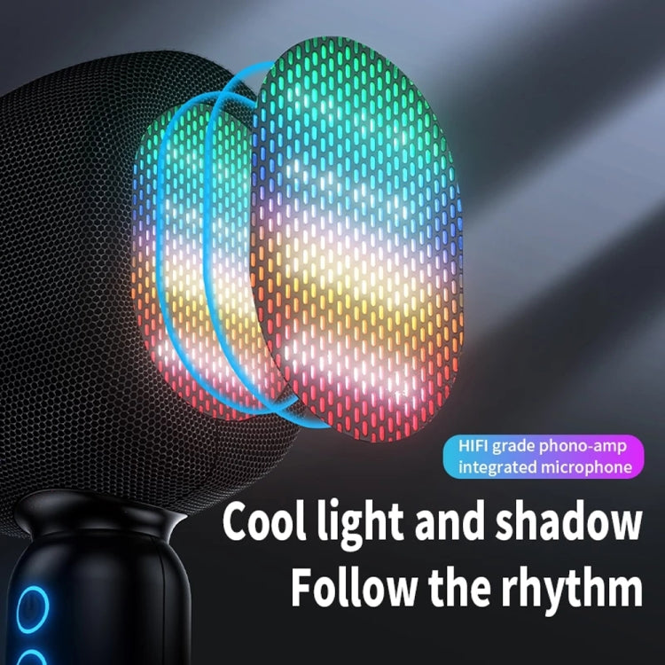 JY57 TWS Wireless Karaoke Microphone Bluetooth Handheld Portable Speaker Home KTV Player with LED Lights