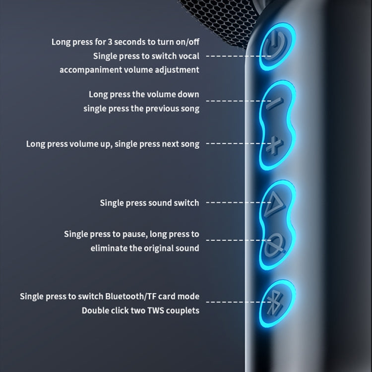 JY57 TWS Wireless Karaoke Microphone Bluetooth Handheld Portable Speaker Home KTV Player with LED Lights