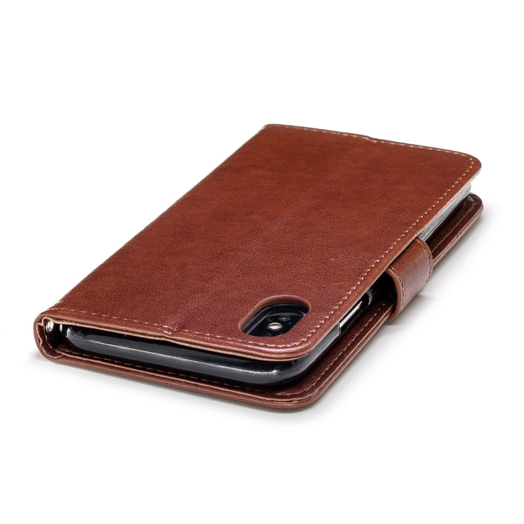 For iPhone X Plum Blossom Pattern Diamond Encrusted Leather Case with Holder & Card Slots