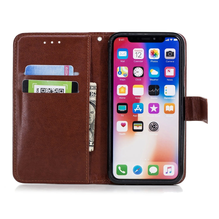 For iPhone X Plum Blossom Pattern Diamond Encrusted Leather Case with Holder & Card Slots