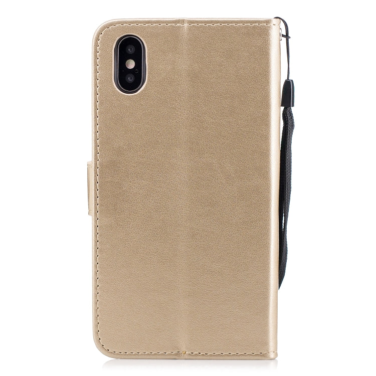 For iPhone XS Max Plum Blossom Pattern Diamond Encrusted Leather Case with Holder & Card Slots