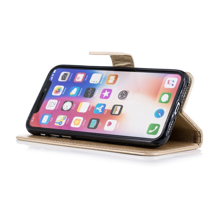 For iPhone XS Max Plum Blossom Pattern Diamond Encrusted Leather Case with Holder & Card Slots