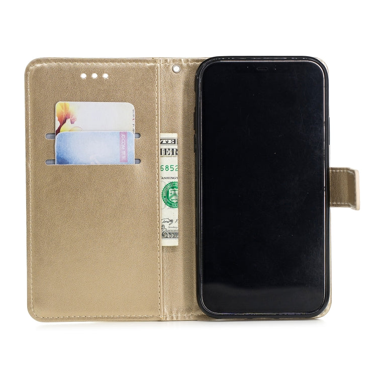 For iPhone XS Max Plum Blossom Pattern Diamond Encrusted Leather Case with Holder & Card Slots