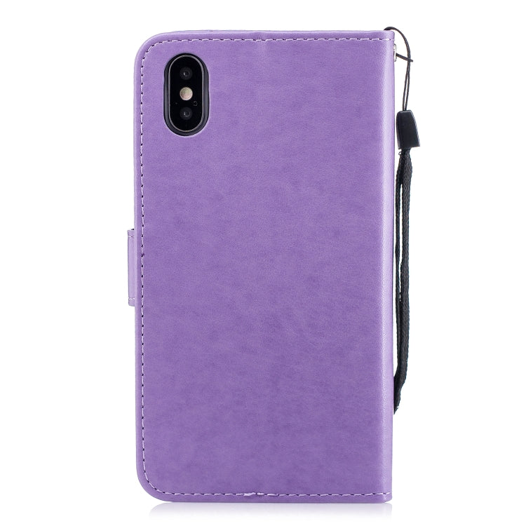 For iPhone XS Max Plum Blossom Pattern Diamond Encrusted Leather Case with Holder & Card Slots