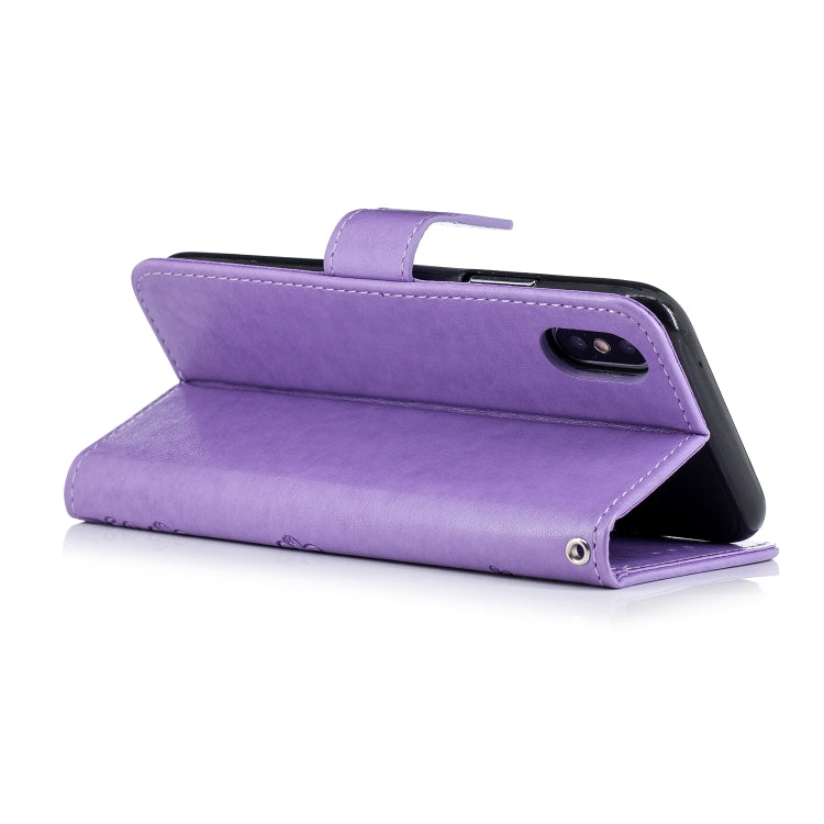 For iPhone XS Max Plum Blossom Pattern Diamond Encrusted Leather Case with Holder & Card Slots