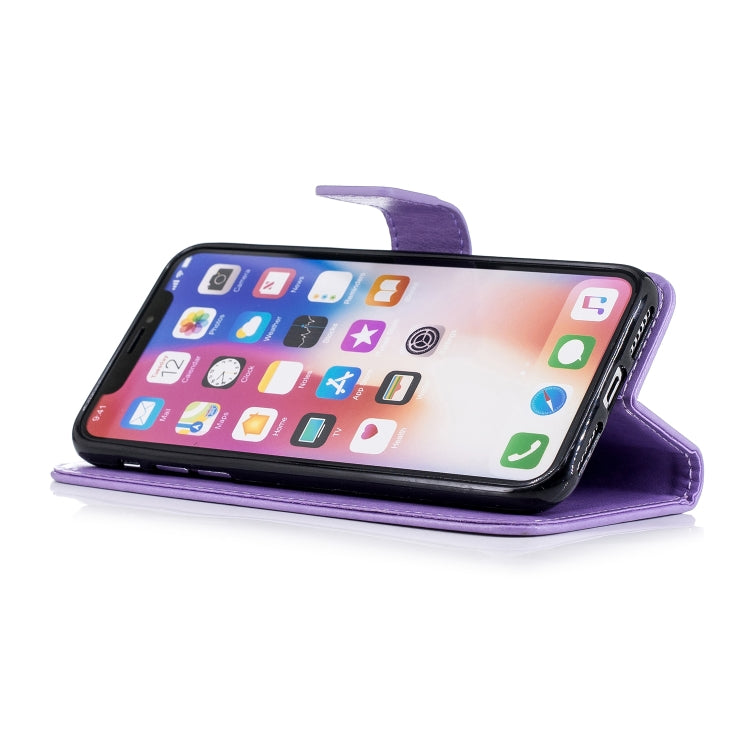 For iPhone XS Max Plum Blossom Pattern Diamond Encrusted Leather Case with Holder & Card Slots