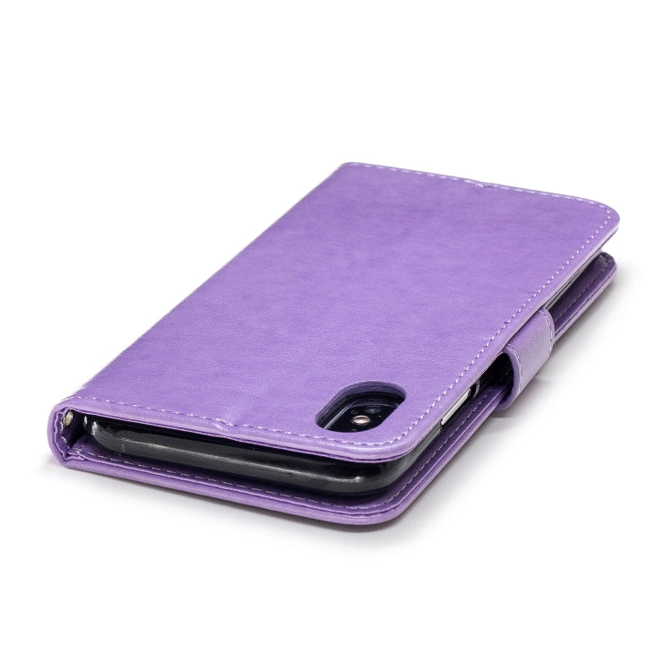 For iPhone XS Max Plum Blossom Pattern Diamond Encrusted Leather Case with Holder & Card Slots